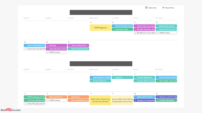 An image of the blueprint MCAT scheduler.