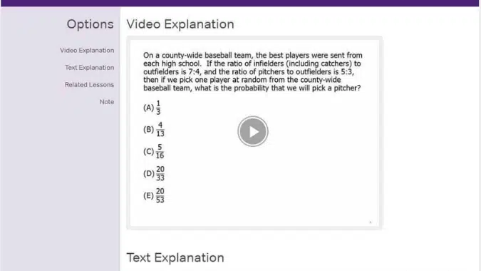 A screenshot from the Magoosh GRE course showing a video answer explanation