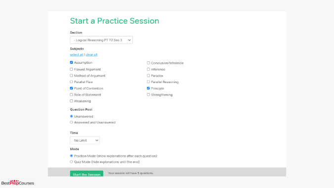 An image showing the practice session maker offered by Magoosg