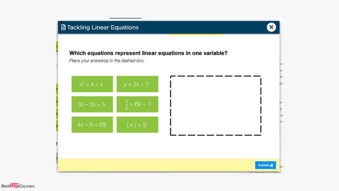 A screenshot from the Princeton Review SAT course showing an interactive drill